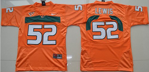 Hurricanes #52 Ray Lewis Orange Stitched Youth NCAA Jersey - Click Image to Close
